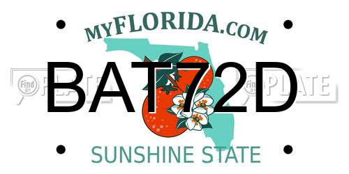 BAT72D Florida License Plate
