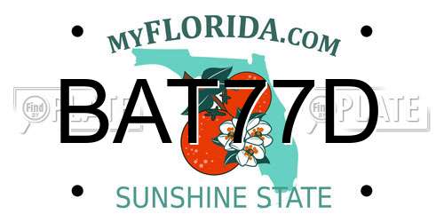 BAT77D Florida License Plate