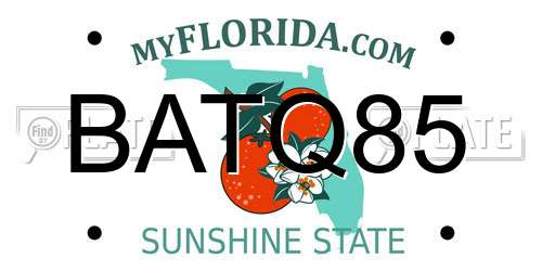 BATQ85 Florida License Plate