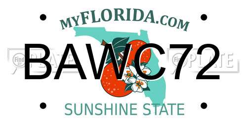BAWC72 Florida License Plate