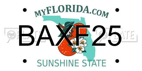 BAXF25 Florida License Plate