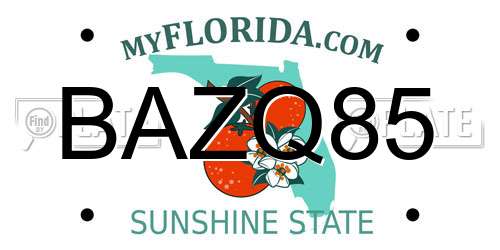 BAZQ85 Florida License Plate