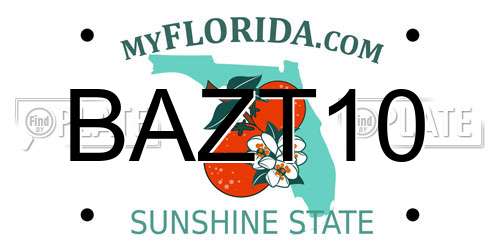 BAZT10 Florida License Plate