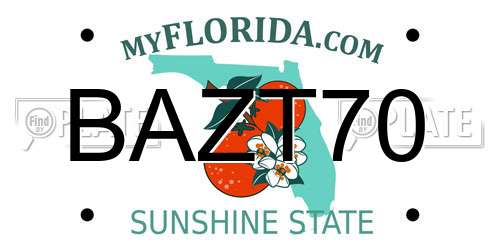 BAZT70 Florida License Plate