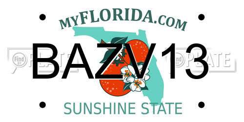 BAZV13 Florida License Plate