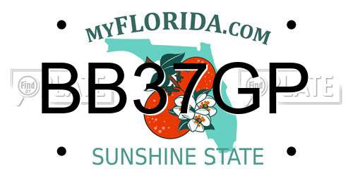 BB37GP Florida License Plate