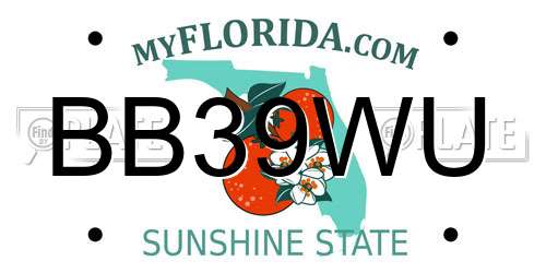 BB39WU Florida License Plate