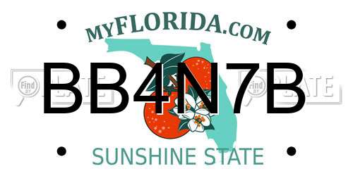 BB4N7B Florida License Plate