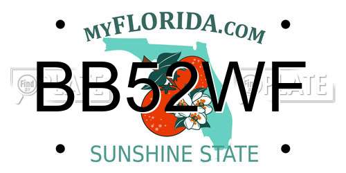 BB52WF Florida License Plate