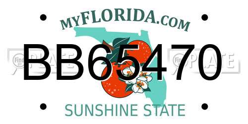BB65470 Florida License Plate