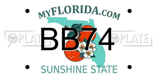 BB74 Florida License Plate