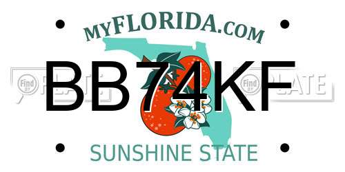 BB74KF Florida License Plate