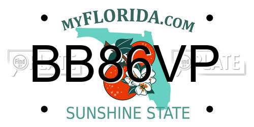 BB86VP Florida License Plate