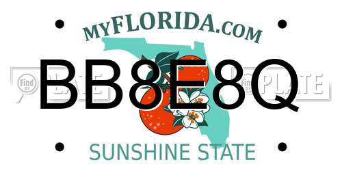 BB8E8Q Florida License Plate