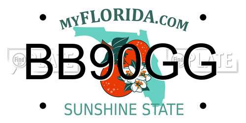 BB90GG Florida License Plate