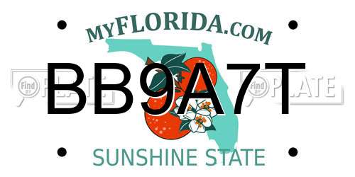 BB9A7T Florida License Plate