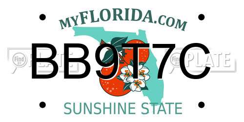 BB9T7C Florida License Plate