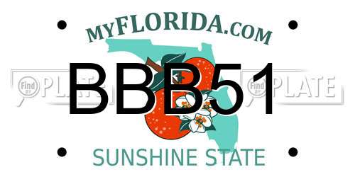 BBB51 Florida License Plate