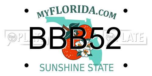 BBB52 Florida License Plate