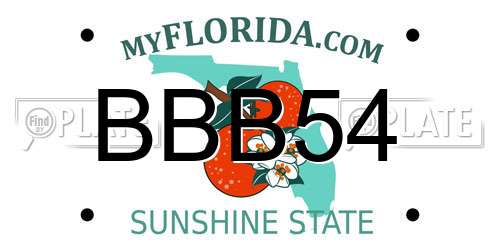 BBB54 Florida License Plate