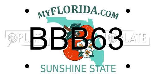 BBB63 Florida License Plate