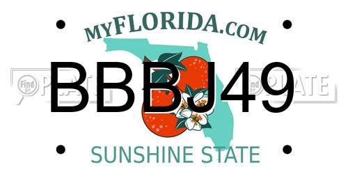 BBBJ49 Florida License Plate