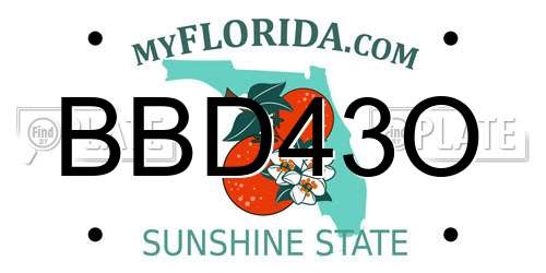 BBD43O Florida License Plate