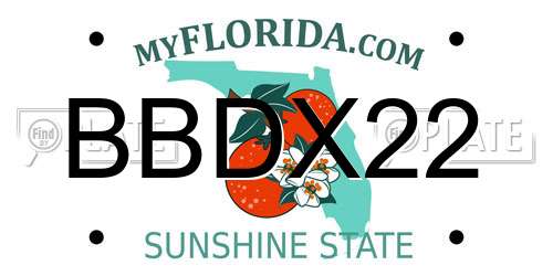 BBDX22 Florida License Plate