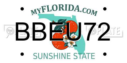 BBEU72 Florida License Plate