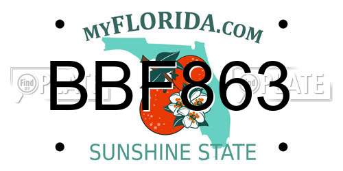 BBF863 Florida License Plate