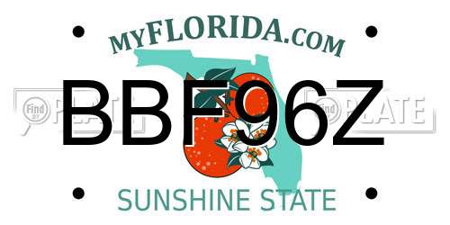 BBF96Z Florida License Plate
