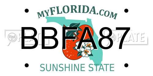BBFA87 Florida License Plate