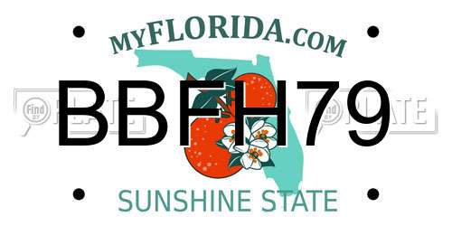 BBFH79 Florida License Plate