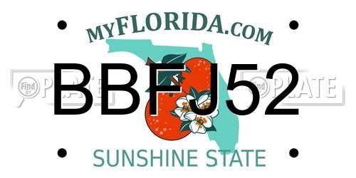 BBFJ52 Florida License Plate