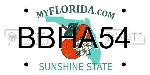 BBHA54 Florida License Plate