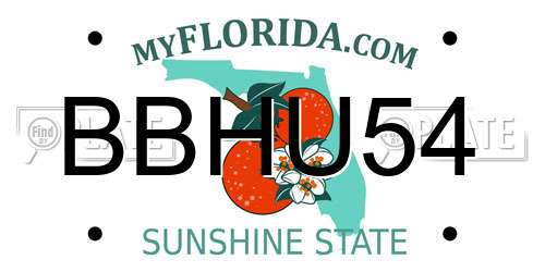 BBHU54 Florida License Plate