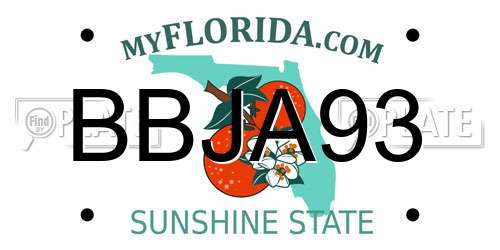 BBJA93 Florida License Plate