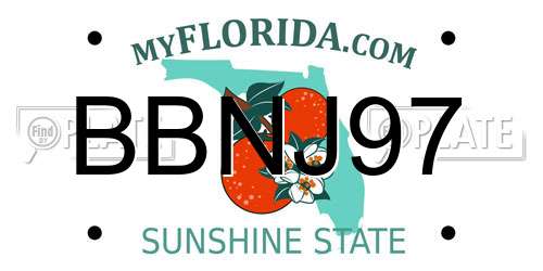 BBNJ97 Florida License Plate