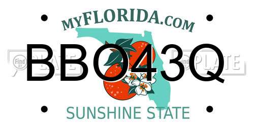 BBO43Q Florida License Plate
