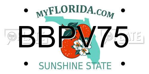 BBPV75 Florida License Plate