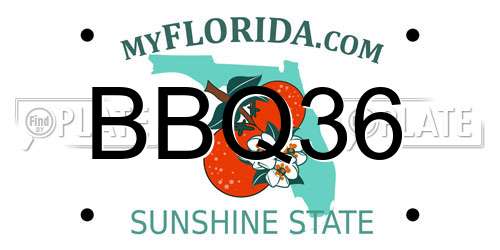 BBQ36 Florida License Plate