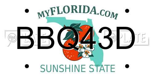 BBQ43D Florida License Plate