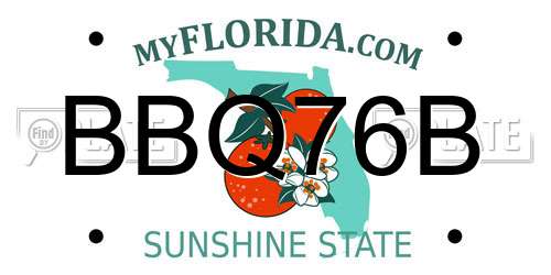 BBQ76B Florida License Plate