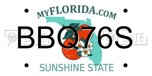 BBQ76S Florida License Plate