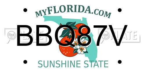 BBQ87V Florida License Plate