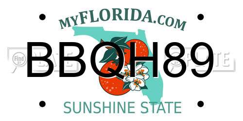 BBQH89 Florida License Plate
