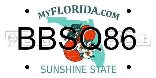 BBSQ86 Florida License Plate