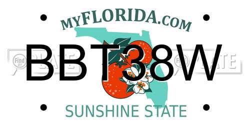 BBT38W Florida License Plate