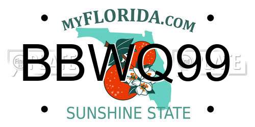 BBWQ99 Florida License Plate