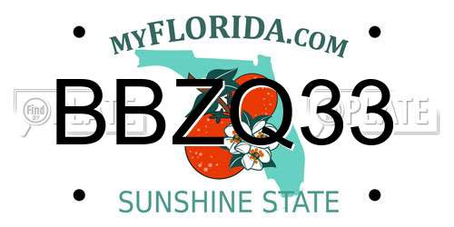 BBZQ33 Florida License Plate